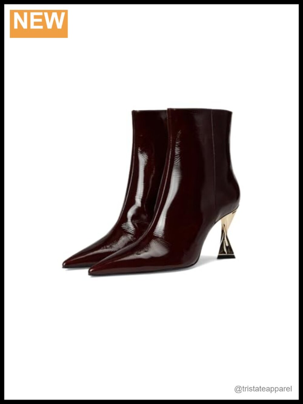 Women's Patent Leather Stiletto Ankle Bootie Zip Closure Pointed Toe